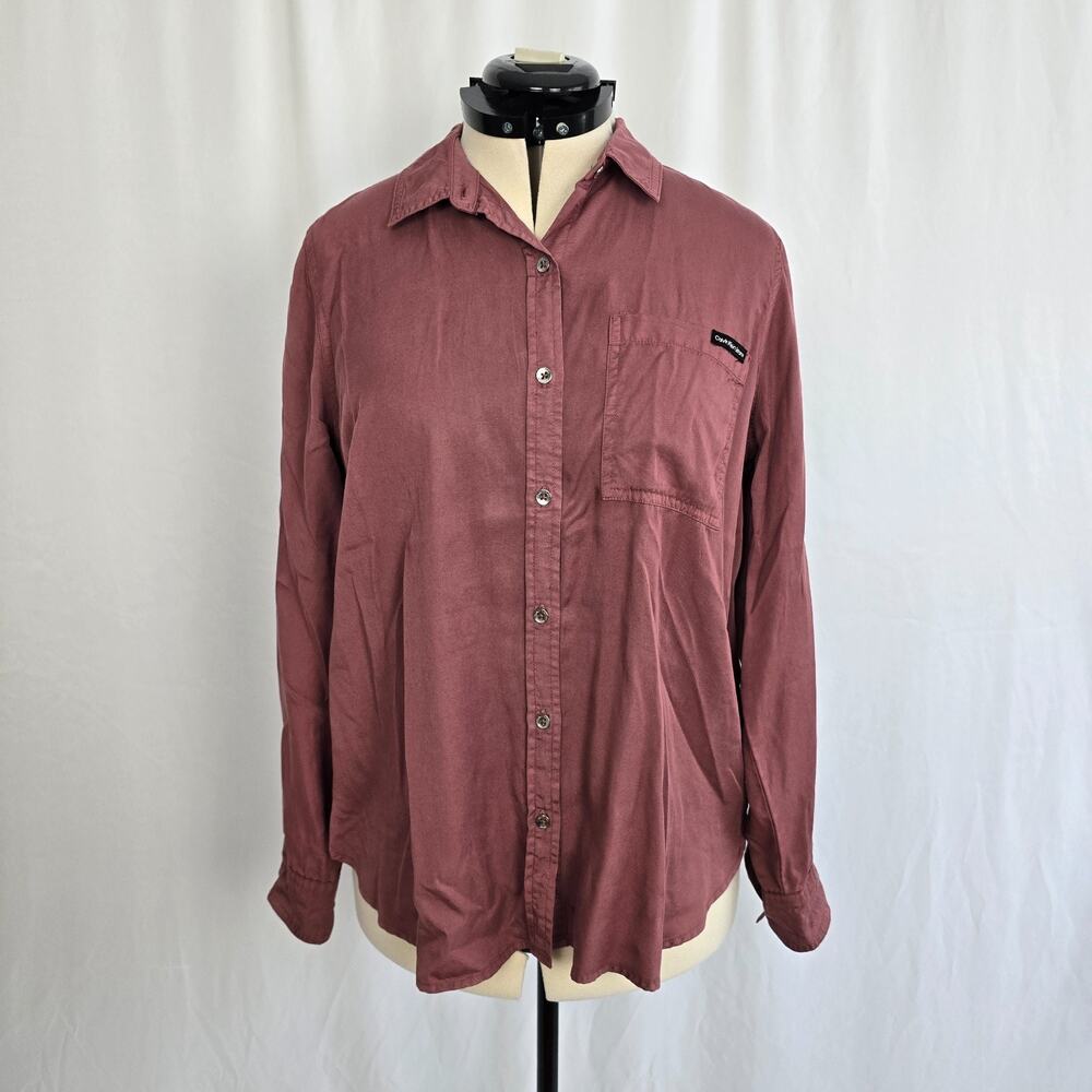 Calvin Klein Jeans Mauve Button Down Shirt EUC, Size large